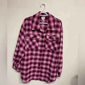 Time and Tru Pink and White Plaid Shirt